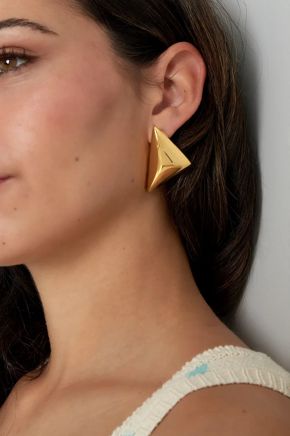"Aria" Sculpted Triangle Statement Stud Earrings