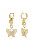 "Papillon" Crystal Butterfly & Heart Drop Huggie Earrings