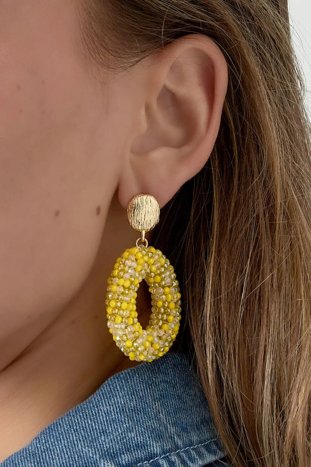 "Festa" Woven Crystal Hoop Statement Earrings