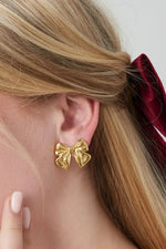 "Mignon" Sculpted Ribbon Bow Statement Stud Earrings yehwang