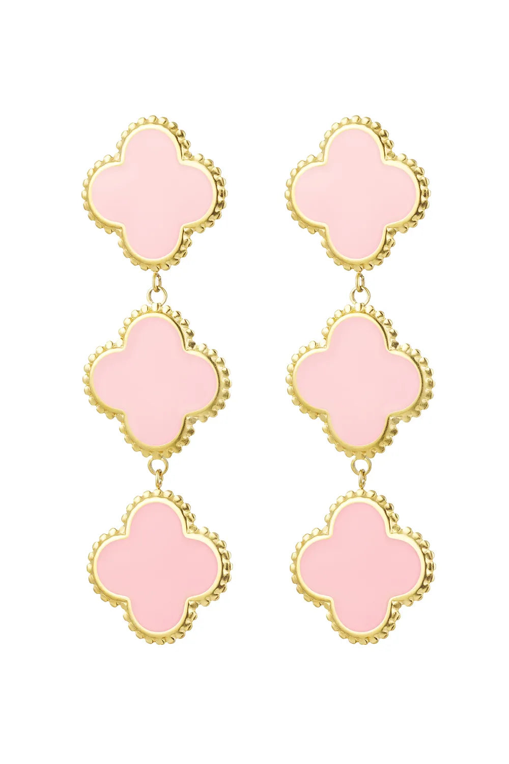 "Giselle" Triple Clover Enamel Drop Earrings