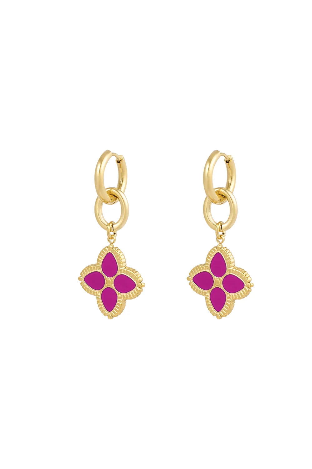 "Giselle" Four-Petal Blossom Drop Huggie Earrings