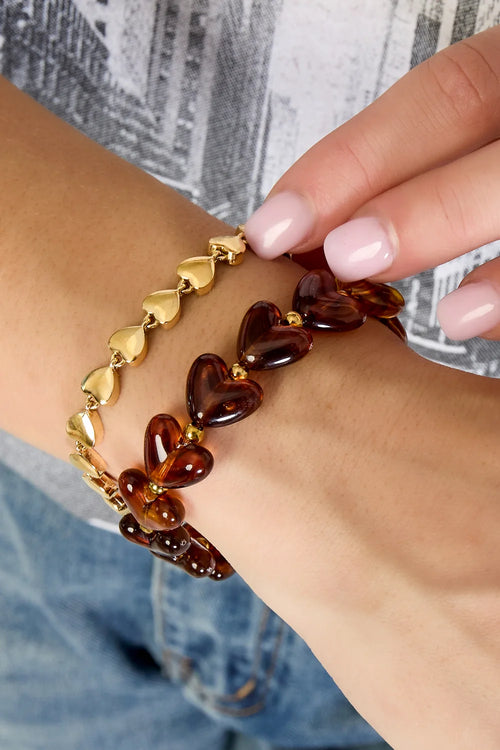 "Aria" Puffed Heart Chain Bracelet