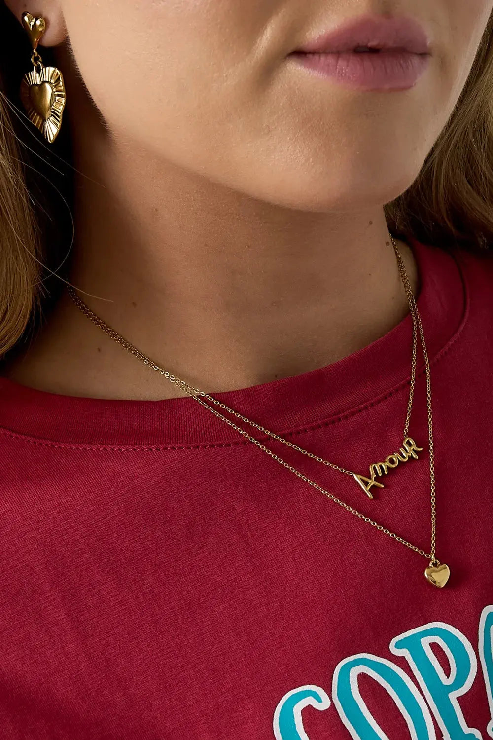 "Chérie Amour" Double-Layer Pendant Necklace Ailani Jewels