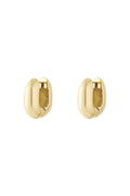 A pair of gold-plated stainless steel chunky tapered dome huggie hoop earrings with a high-polish finish against a white background. sienna-chunky-dome-huggie-earrings.webp
