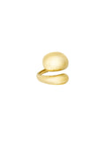 A gold-plated statement open wrap ring featuring an asymmetric three-dimensional pebble dome design with a matte hand-brushed satin finish. sienne-brushed-organic-wrap-ring.jpg