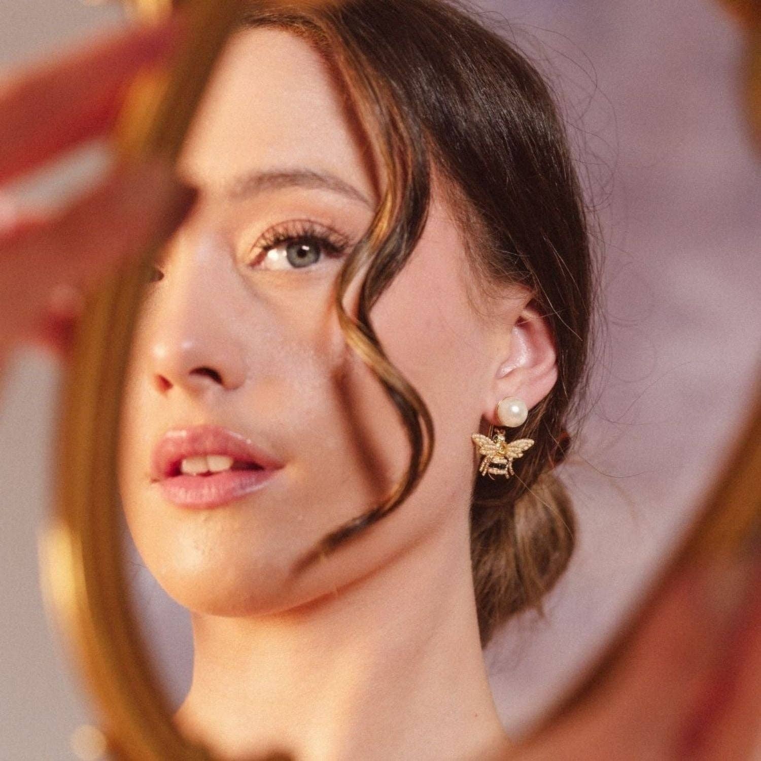 "Queen Bee" Pearl Front-Back Statement Earrings