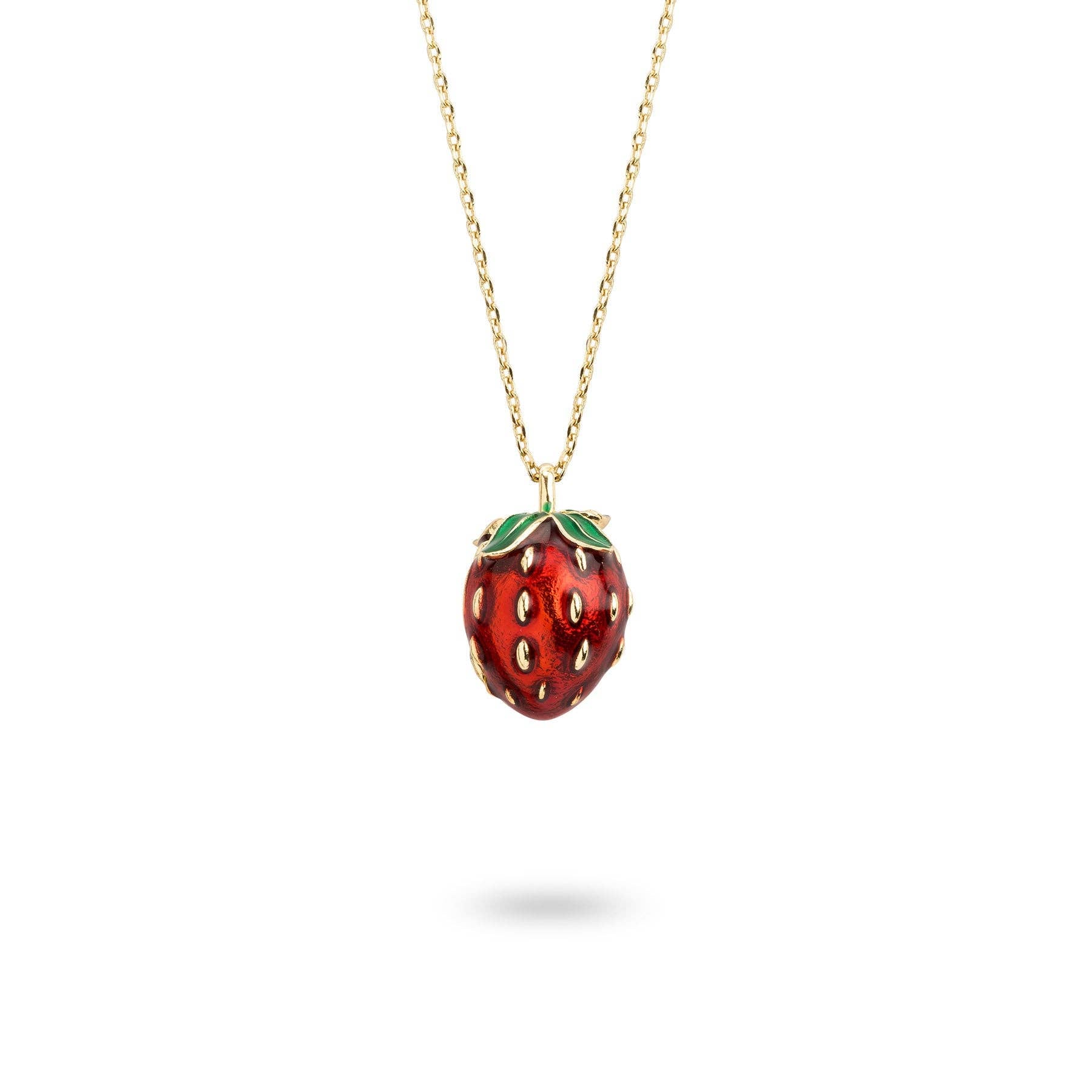 "Sweet Secret" Opening Strawberry Mouse Pendant Necklace